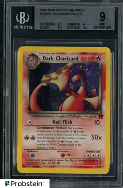 2000 Pokemon Team Rocket Unlimited #4 Dark Charizard Holo BGS 9 MINT - Image 1