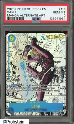 2025 One Piece PRB02 EN Manga Alternate Art #119 Sanji PSA 10 GEM MINT - Image 1