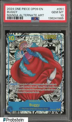 2024 One Piece OP09 EN Manga Alternate Art #051 Buggy PSA 10 GEM MINT - Image 1