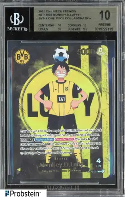 2025 ONE PIECE PROMOS BVB X ONE PIECE MATCH DAY 2025 #003 MONKEY D. LUFFY BGS 10 - Image 1