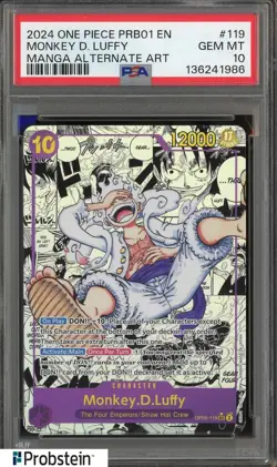 2024 One Piece PRB01 Manga Alt Art #119 Monkey D. Luffy PSA 10 GEM MINT - Image 1
