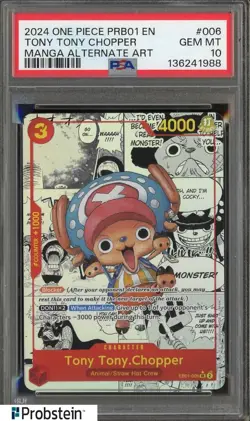 2024 One Piece PRB01 EN Manga Alternate Art #006 Tony Tony Chopper PSA 10 - Image 1