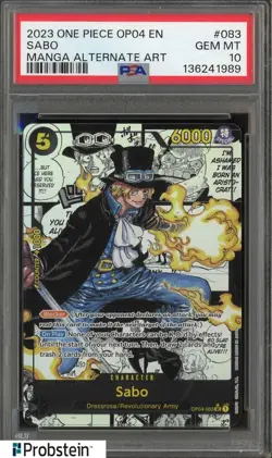 2023 One Piece OP-04 Manga Alternate Art #083 Sabo PSA 10 GEM MINT - Image 1