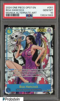 2024 One Piece OP07 EN Manga Alternate Art #051 Boa Hancock PSA 10 GEM MINT - Image 1