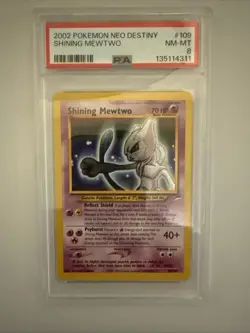 2002 Pokemon Neo Destiny Shining Mewtwo Holo Rare Card 109/105 PSA 8 - Image 1