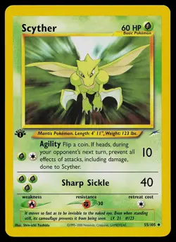 Pokemon Card - Scyther Neo Destiny 55/105 Uncommon 1st Edition - Image 1