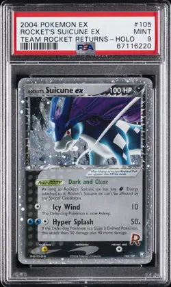 2004 POKEMON EX TEAM ROCKET RETURNS #105 ROCKET'S SUICUNE EX-HOLO PSA 9 - Image 1