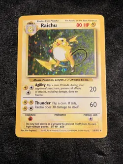 Pokemon TCG Raichu Base Set Holo Rare 14/102 Unlimited HP/DMG (A1) - Image 1