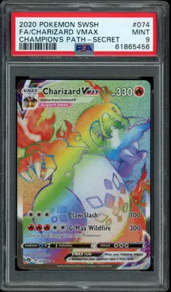 2020 Pokemon SWSH Champion's Path Charizard Vmax #074 Full Art Secret PSA 9 - Image 1