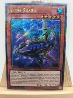 Yu-Gi-Oh Abyss Shark Quarter Century Secret Rare RA03-EN030 1st Edition Near... - Image 1