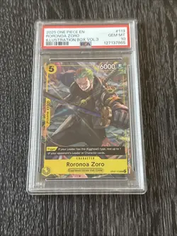 2025 ONE PIECE PROMOS ILLUSTRATION BOX VOL.3 #113 RORONOA ZORO PSA 10 - Image 1