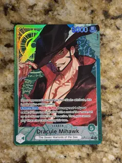 One Piece OP14 The Azure Sea’s Seven - Dracule Mihawk OP14-020 Leader Alt Art - Image 1