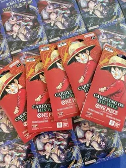 One Piece OP-13 CARRYING ON HIS WILL Sleeved Booster Packs Lot Of 5 NEW/SEALED - Image 1