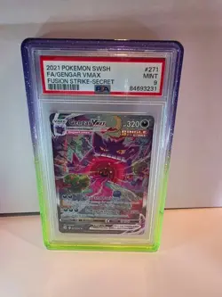 PSA 9 MINT Gengar VMAX 271/264 Secret Rare Fusion Strike Pokemon Graded Card - Image 1