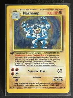 Machamp 1st Edition 8/102 Base Set Holo Pokemon Card LP - Image 1