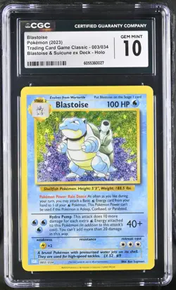 POKEMON English Blastoise 003/034 2023 Trading Card Game Classic CGC 10 - Image 1