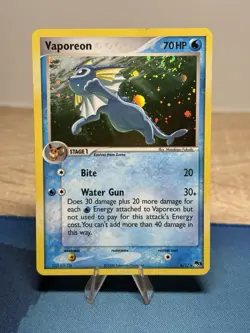 Vaporeon 6/17 Pokemon Holo Rare Pop Series 1 Promo Card HP SWIRL - Image 1