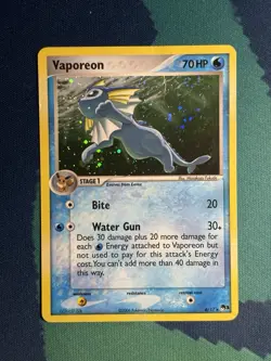 Vaporeon 6/17 Pokemon Holo Rare Pop Series 1 Promo Card HP SWIRL - Image 2
