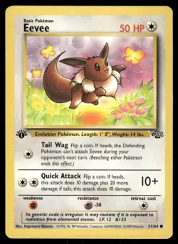 Pokemon Cards Eevee 51/64 1ST EDITION Jungle Common NM - Image 1