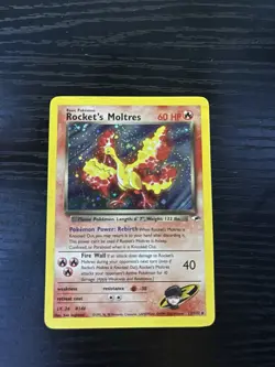 Pokemon TCG Rockets Moltres Holo Rare Card 12/132 Gym Heroes Unlimited LP - Image 1