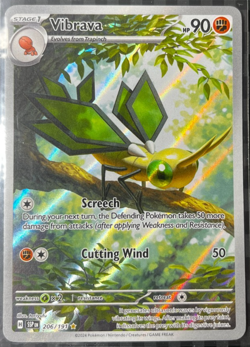 Vibrava 206/191 Pokemon Sv08: Surging Sparks Holo Illustration Rare Card NM - Image 1