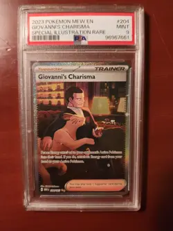 Giovanni's Charisma #204 Pokemon Card Scarlet and Violet. PSA 9 - Image 1