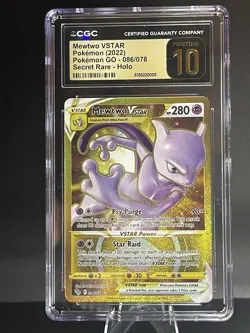 CGC PRISTINE 10 Mewtwo VStar Pokemon Go 086/078 2022 Secret Rare - Image 1