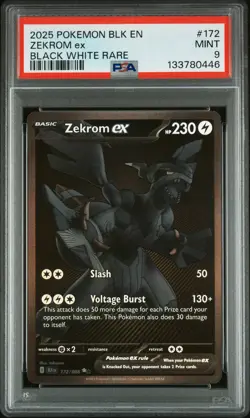 2025 POKEMON BLK EN-BLACK BOLT BLACK WHITE RARE #172 ZEKROM EX PSA 9 - Image 1