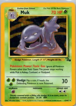 Pokemon TCG Muk 13/62 Fossil Holo MP - Image 1