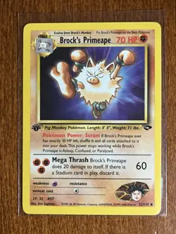 [NM/MINT] 2000 Pokemon Gym Challenge Brock's Primeape 1st Edition #35/132 - Image 1