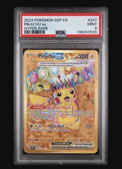 2024 POKEMON SSP EN-SURGING SPARKS HYPER RARE #247 PIKACHU EX PSA 9 - Image 1