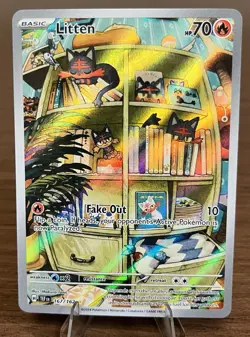Pokemon TCG Litten 167/162 Temporal Forces Full Art IR Holo NM - Image 1