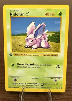 Pokemon TCG Nidoran M 55/104 Base Set 1st Edition Non-Holo Shadowless LP - Image 1