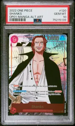 2022 One Piece Shanks OP01-Manga Alt Art Gem MT PSA 10 - Image 1