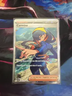 Pokemon TCG Carmine Full Art Trainer Twilight Masquerade Ultra Rare Holo Card - Image 1