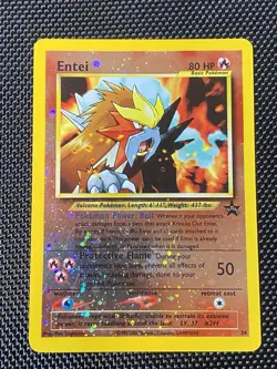 Entei 34 Swirl Black Star WOTC Movie Promo Reverse Holo Pokemon Card - Image 1