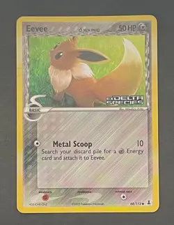 Pokemon Card Eevee 68/113 Reverse Holo EX Delta Species - Damaged CREASE - Image 1