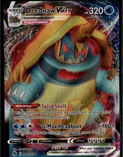 Drednaw VMAX Ultra Rare Champion's Path 15/73 Water Holo Pokemon Card TCG - Image 1