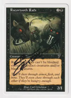 Signed Razortooth Rats Proof MP 7th Edition Artist Carl Critchlow MTG Magic AP! - Image 1