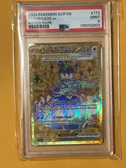 2024 PSA 9 Terapagos ex Hyper Rare #173 SCR EN Pokemon TCG Mint Gold Holo - Image 1