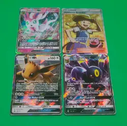 Pokemon NM Alternate Full Art GX's Lot Of 4 Umbreon, Sylveon, Eevee, Breeder - Image 1