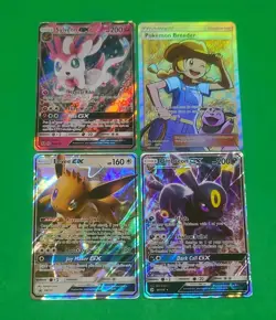 Pokemon NM Alternate Full Art GX's Lot Of 4 Umbreon, Sylveon, Eevee, Breeder - Image 2