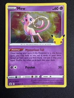 Mew 11 Pokemon TCG Holo Ultra Rare 25th Anniversary Addition 11/25 2021 - Image 1