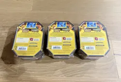 Pokemon Hidden Fates GX Tins Art Set of 3 Full Sealed Charizard Raichu Gyarados - Image 3