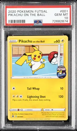 2020 POKEMON FUTSAL #001 PIKACHU ON THE BALL PSA 10 - Image 1
