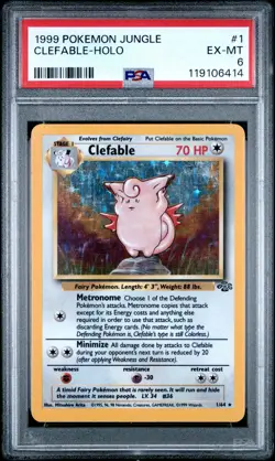 1999 POKEMON JUNGLE #1 CLEFABLE-HOLO PSA 6 - Image 1