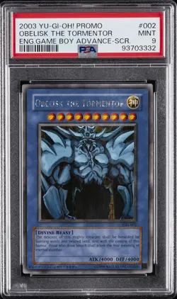 2003 YU-GI-OH! PROMO #002 OBELISK THE TORMENTOR PSA 9 - Image 1