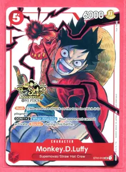 Monkey.D.Luffy ST01-012 (3rd Anniversary Tournament Promo) 3 Brothers Pack - Image 1