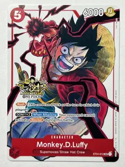 Monkey.D.Luffy ST01-012 (3rd Anniversary Tournament Promo) 3 Brothers Pack - Image 2