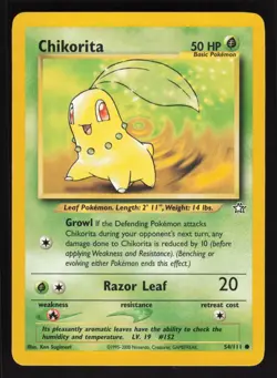 Chikorita 54/111 - Neo Genesis EXC BUY 2 CARDS GET 1 FREE!! - Image 1